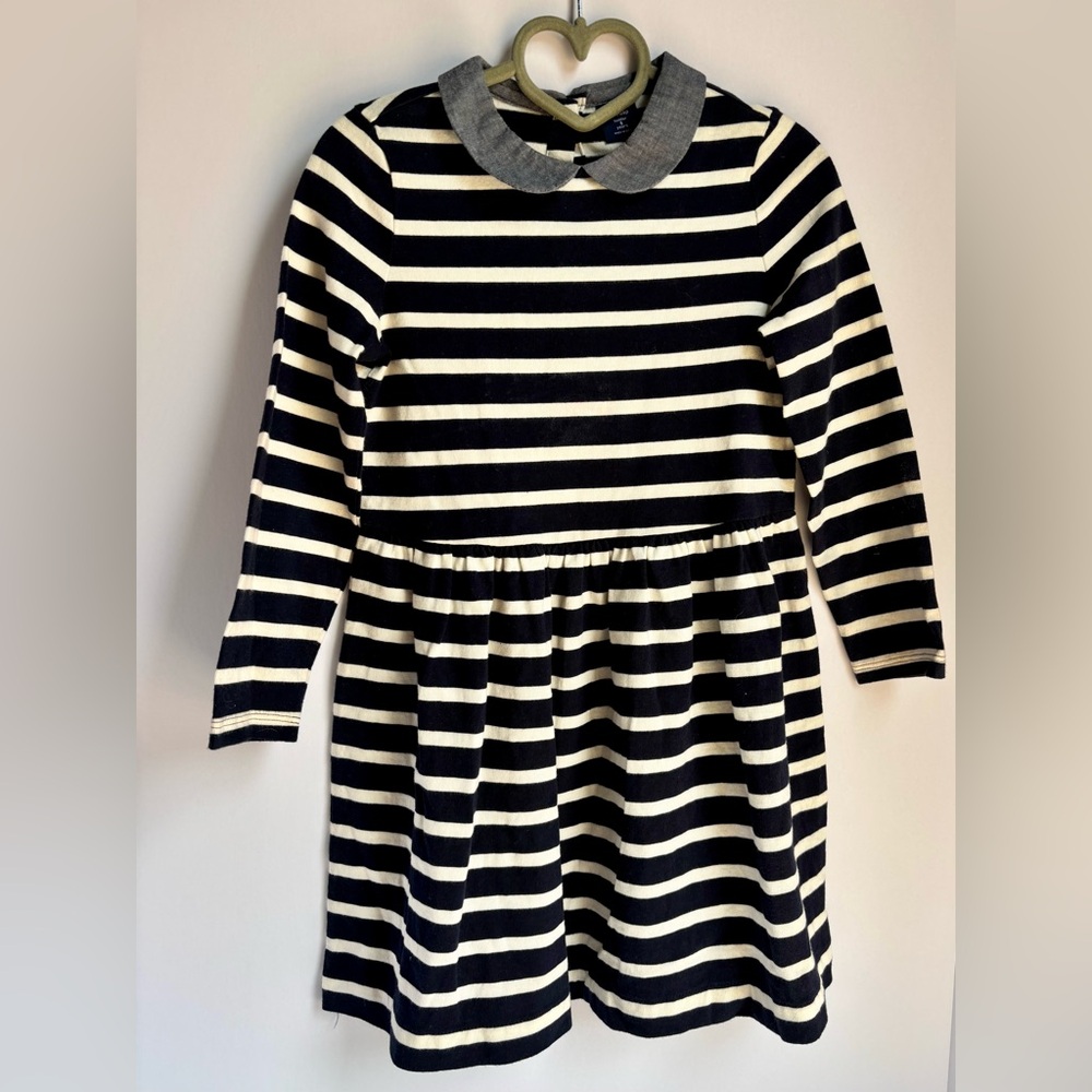GAP Girls Striped Long Sleeve Dress Blue and White Size 5T